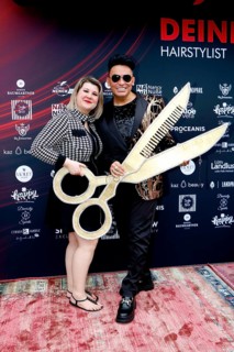 Janine Becker and Matthias Mangiapane at the VIP opening of the new Deinhard Salon Am Mühlanger 3,