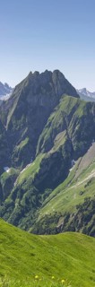 Mountain panorama from Laufbacher-Eckweg to Höfats, 2259m, Allgäu Alps, Allgäu, Bavaria, Germany