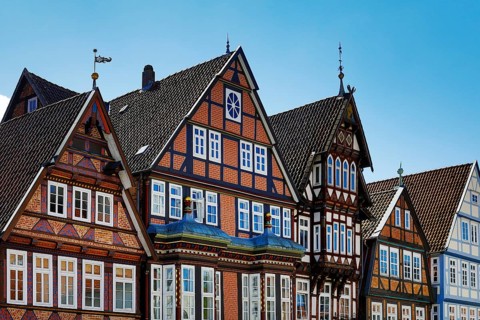 Half-timbered houses in the old town centre, Celle, Lower Saxony, Germany