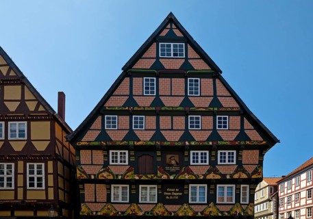 Hoppenerhaus, the most magnificent half-timbered house in the historic centre of Celle with a