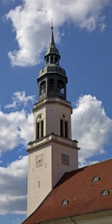 Tower of the Evangelical Lutheran Church of St Mary in Celle, Lower Saxony, Germany