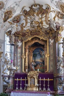 Backdrop altar in the baroque church of St Peter and Paul, Thalstr .31, Peterstahl, Oy Mittelberg,
