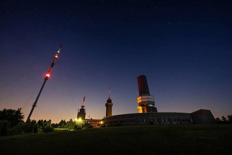The stars shine in the sky above the summit of the Großer Feldberg in the Taunus, near Frankfurt am