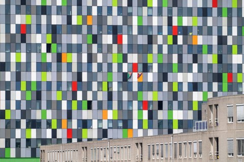 The Casa Confetti student residence, with colourful façade, in the Science Park, Utrecht