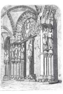 Portal at the Cathedral of Santiago de Compostella, Spain, Historical, digitally enhanced