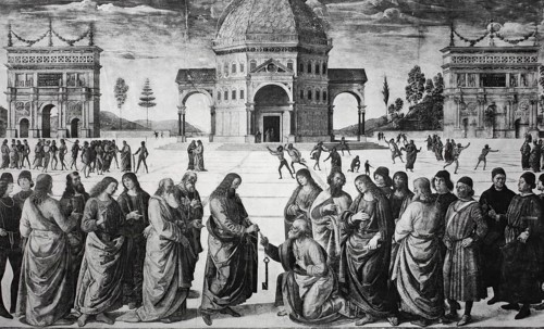 The Handing over of the Keys to St Peter, 1482, Pietro Perugino, Sistine Chapel, Vatican, digitally