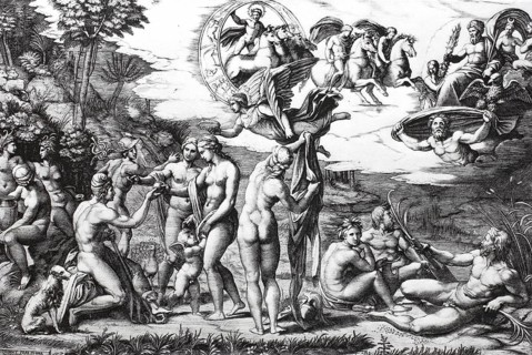 The Judgement of Paris, a famous episode from Greek mythology. The young prince Paris must pass