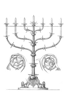 Religious cult objects, candlestick in the passage between the crossing and transept in the