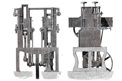 Timber industry, sawmill, Haigh's equilibrium saw for sawing boards and beams, historical,