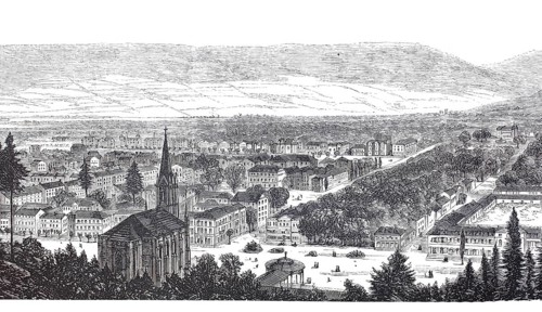 View of Pyrmont, today Bad Pyrmont, Lower Saxony, Germany, Historical, digitally enhanced