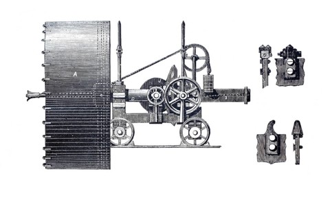 Tunnel boring machine, invented by P.F. Gay (Paris), historical, digitally enhanced reproduction of