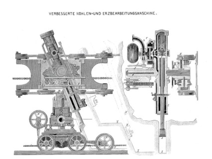 Improved coal and ore processing machine, historical, digitally enhanced reproduction of a model