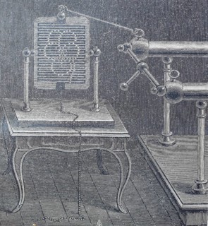 Electrical lightning board, historical, digitally enhanced reproduction of a model from around 1860