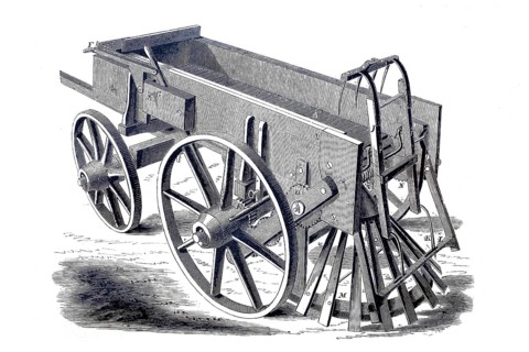 Agriculture, Fertiliser spreader, after J.H. Stevens, Historical, digitally enhanced reproduction