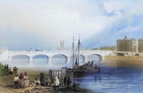 Wellesley Bridge, Limerick, Ireland, from the Landscape and Antiquities of Ireland, 1841, digital
