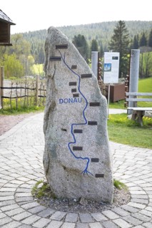 Stone showing the course of the Danube from its source to its mouth near the source of the Danube