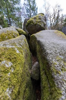 Granite rock Günterfelsen near the source of the Danube, Furtwangen in the Black Forest,