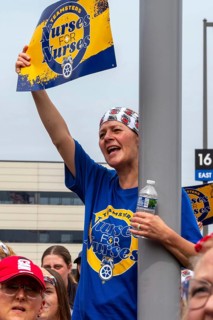 Southfield, Michigan - Nurses rally outside Corewell Health during their fight for a union contract
