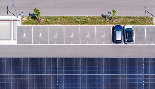 Disabled parking spaces at the world's largest loading car park at Merklingen Swabian Alb station.
