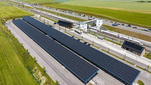 Largest charging park in the world at Merklingen Swabian Alb railway station with ICE. There are