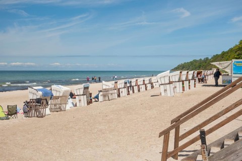 Natural sandy beach, staircase, Baltic resort Rerik, Baltic Sea, Rostock district,