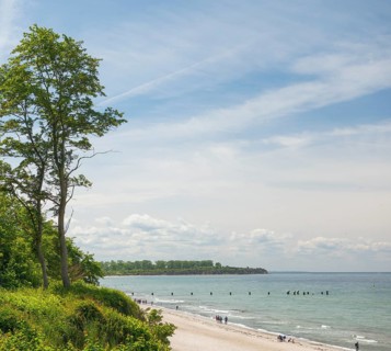 Steep coast, natural sandy beach, Baltic seaside resort of Rerik, Baltic Sea, Rostock district,