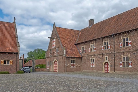 Raesfeld Castle, inner courtyard with farm buildings, Raesfeld, Münsterland, North