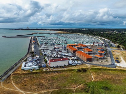 Marina in Le Verdon-sur-Mer from a drone, Nouvelle-Aquitaine, Gironde, France, EuropeLe