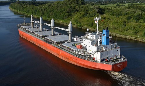Cargo ship GLORIEUSE travelling through the Kiel Canal, NOK, Kielkanal, Kiel Canal,