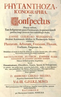 Title page of the book Phytanthoza iconographia, Historisches Pflanzenbuch, a work by Johann