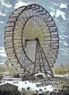 The giant aerial carousel at the 1893 Chicago World's Columbian Exposition also featured the