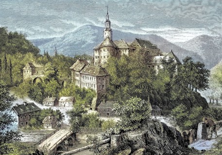 Weesenstein Castle in Saxony, Germany, illustration, published 1890, reproduction, digitally