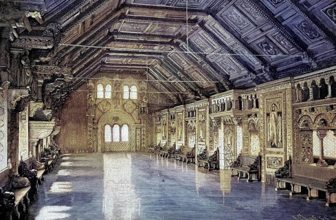 The Wartburg in Eisenach, Germany, the banquet hall, illustration from 1894, reproduction,