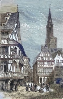 Place du Marché aux Cochons de Lait, the piglet market, in Strasbourg, France, historical picture