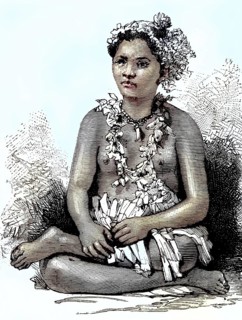 A woman from the island of Samoa, illustration from 1894, reproduction, digitally enhanced,