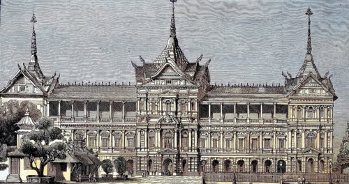 The Palace of the King of Siam, Bangkok, Thailand, Illustration from 1894, Reproduction, digitally