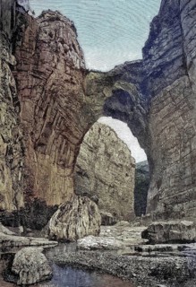 The rock bridge of Constantine in Algeria in the 19th century, Illustration from 1894,