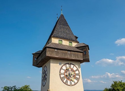 Uhrturm clock tower, Schlossberg Castle Hill, Graz, Austria