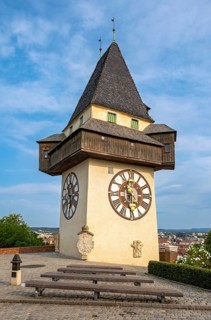 Uhrturm clock tower, Schlossberg Castle Hill, Graz, Austria