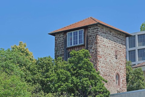 Historic Leitgastturm, part of the former town fortifications, tower, Pforzheim, Northern Black