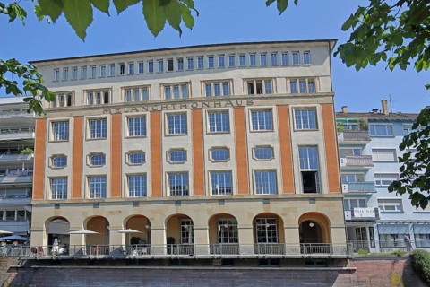 Melanchthonhaus with arcade built in 1914, Pforzheim, Northern Black Forest, Black Forest,
