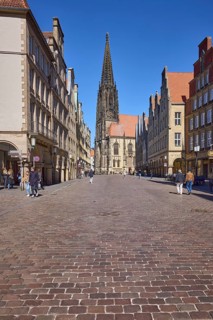 St. Lamberti, church, architectural style neo-Gothic, historic buildings, gables, old town,