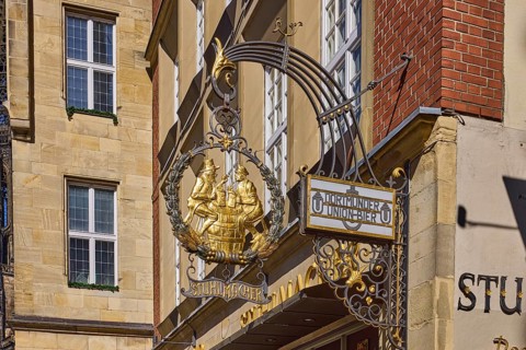 Stuhlmacher Inn, nose sign, gastronomy, old town, Prinzipalmarkt, Münster, Münsterland, independent
