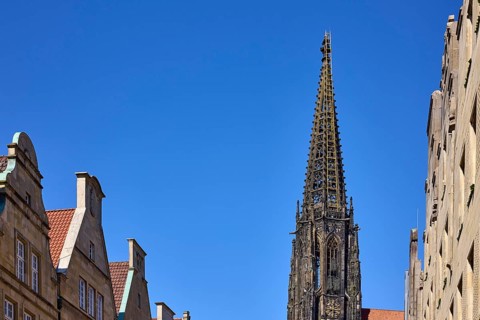 St. Lamberti, Lamberti Church, church tower, Gothic architecture, installation, ladder to heaven,