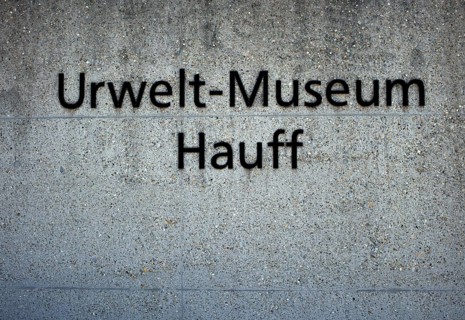 Entrance, lettering, Urwelt-Museum Hauff, Museum, Holzmaden, Baden-Württemberg, Germany