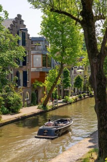 Residential buildings, living on the Oudegracht, in the southern historic centre of Utrecht,
