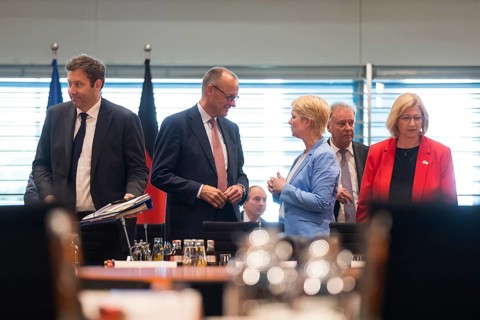 Lars Klingbeil (SPD, Vice-Chancellor and Federal Minister of Finance), Friedrich Merz (CDU, Federal