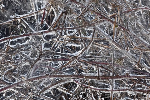 Structures in the ice... Ice formations (winter flood 2020, 2021), alluvial material frozen in the