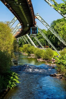 The Wuppertal suspension railway near the Wupperfeld stop in Wuppertal, Germany