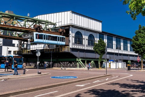 Carriage shed at the Oberbarmen terminus of the suspension railway in Wuppertal, Germany